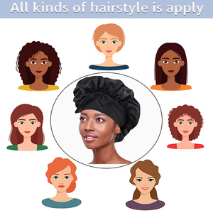 Accessoires de Cheveux en Gros Personnalisés Logo Chaud Grand <span class=keywords><strong>Bonnet</strong></span> de Nuit Coiffant en Satin Uni avec Ruban <span class=keywords><strong>Bonnet</strong></span> de Créateur <span class=keywords><strong>pour</strong></span> Femmes - Product Image 5