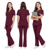 Conjuntos de Uniformes Médicos Elásticos para Mujer, Uniformes de Enfermería, Trajes de Enfermera, Uniformes de Hospital, Conjuntos de Pantalones Anchos