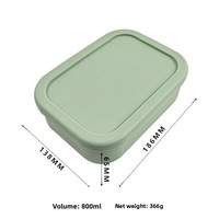 Boîte à lunch rectangulaire en silicone 800 ml grande capacité avec couvercle de qualité alimentaire, compatible micro-ondes pour réchauffer les repas, boîte bento moderne et minimaliste