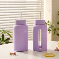 Botella de Agua de Vidrio Transparente al por Mayor con Logotipo Personalizado, Resistente al Calor y al Frío, Antiarañazos, Ecológica