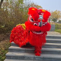 Costume de danse du lion pour deux personnes, ensemble complet, mariage, anniversaire, culte, performance, accessoires de danse du dragon, fêtes, artisanat