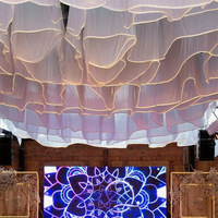 Rideau en tulle à étoiles LED Muwei, tissu en filet lumineux, décoration de plafond de scène de mariage, toile de fond pour événements romantiques et fêtes