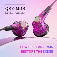 QKZ MDR écouteurs de jeu filaires intra-auriculaires avec bobine dynamique géante de 16mm écouteurs plats micro moniteur téléphone fil contrôle Style populaire