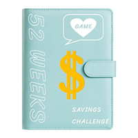 Défi d'épargne de 52 semaines avec 6 anneaux A5 Carnet d'argent rose avec plan de voyage avec enveloppes en espèces Budget Binder