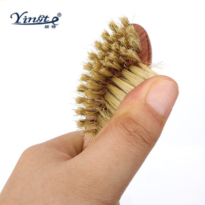 Yinste <b>Shoe</b> <b>Brush</b> Set Pig Hair Solid Wood Handle Stain Removal Cleaning Tool - Product Image 4