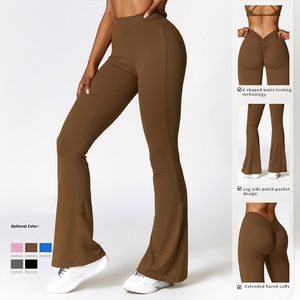 Leggings Acampanados Personalizados para Mujer, Cintura Alta Elástica con Efecto Levanta Glúteos, Color Sólido, Corte Acampanado, Elásticos <span class=keywords><strong>en</strong></span> Cuatro Direcciones - Product Image 2