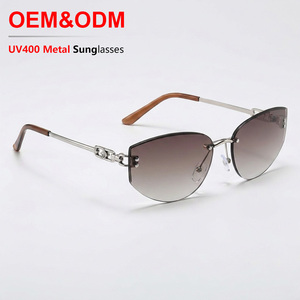 Wholesale Custom Logo Trendy Retro <b>Gradient</b> Lens Metal Lightweight UV400 Protection Comfortable Unisex Full Rim Fashion - Product Image 1