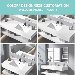 Encimera <span class=keywords><strong>de</strong></span> Baño Integrada <span class=keywords><strong>de</strong></span> Superficie Sólida <span class=keywords><strong>de</strong></span> Acrílico Doble con Lavabos, Resistente al Agua, Ecológica, Fácil Instalación para <span class=keywords><strong>Contratistas</strong></span> - Product Image 5