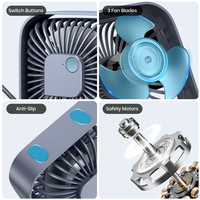 Nouveau design 2024, mini ventilateur de table USB personnalisé, silencieux, faible bruit, 3 vitesses, ventilateur de bureau pour la maison et l'extérieur, OEM K50