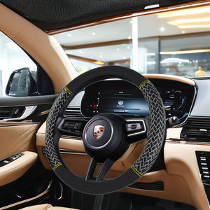 Funda de Volante de Cuero para <span class=keywords><strong>Interior</strong></span> de Automóvil Clásico, Cómoda, Negra, Nueva, Estilo Chino, Fundas para Volantes - Product Image 3