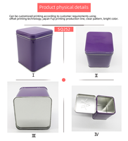Boîte de rangement hermétique en fer blanc carrée OEM pour emballage de thé, chocolat, huile d'olive, impression de logo personnalisée