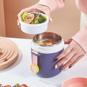 Tasse à soupe en acier inoxydable Tedemgi 304 à double paroi isolée, format voyage portable, ronde, couleur unie bleu rose vert - Product Image 3