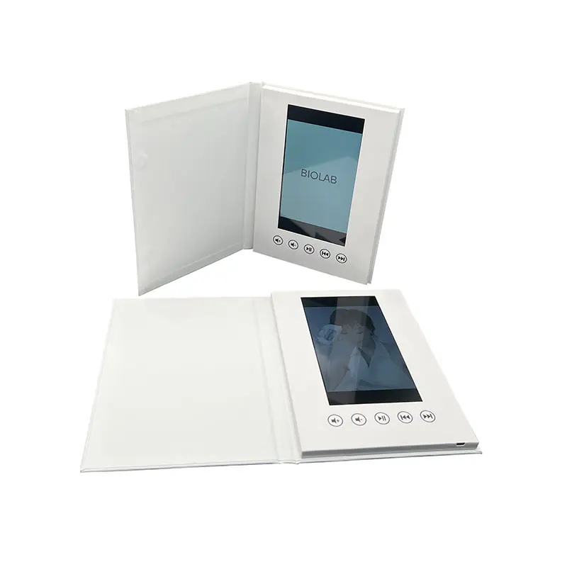 customized A5 Vertical plate 7 inch LCD video brochure card 10.1 inch hd ips tft white video brochure blank video book