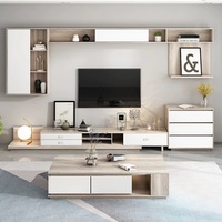 Meubles de salon en vente flash, style nordique moderne de luxe, prix bas, ensemble de meuble TV et table basse noirs