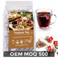 MWTEA <strong>Top</strong> Pure Natural Ginseng Five Treasure Blended Bagged Herbal Health Tea Red Jujubes Mulberry Maca 24-Month Shelf Life 10g