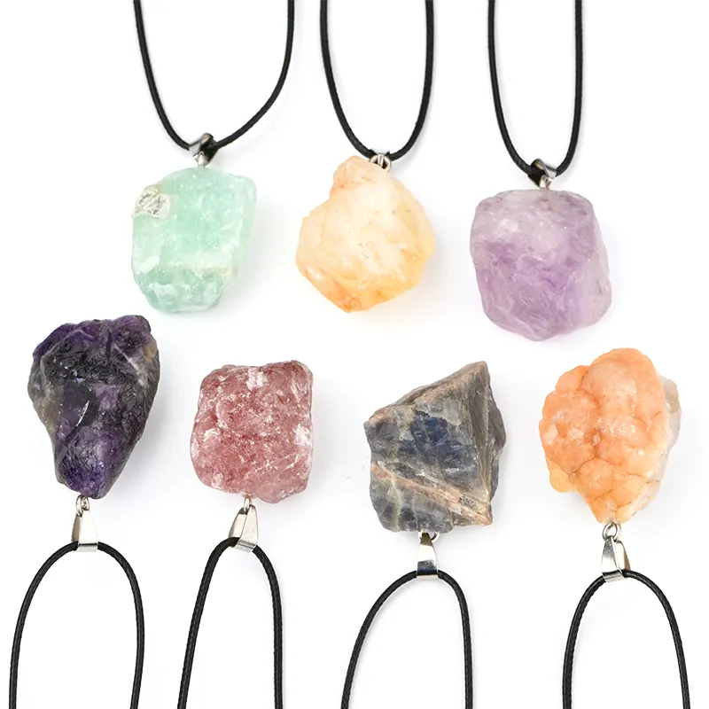 Mix Color Gemstone 20-30mm Natural Shaped Raw Stone Pendant Necklace Popular Gemstone Pendants