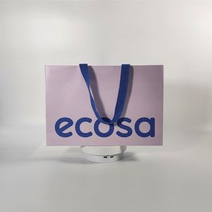 Sacs en papier d'achat en carton bleu marine et violet KM Luxury, écologiques, logo personnalisé - Product Image 4