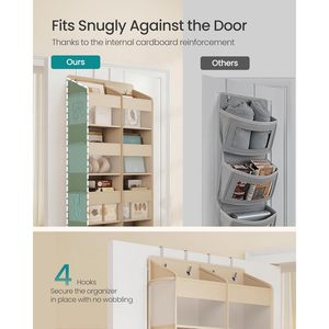 Over The Door Organizer 9 Compartment Foldable Storage <b>Shelf</b> For Closet Bathroom Bedroom With Metal <b>Hooks</b> - Product Image 4