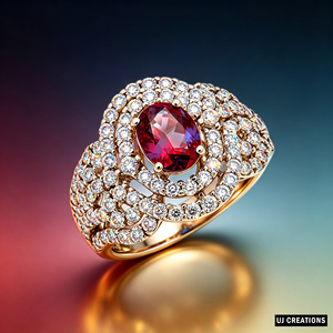 Bague de cocktail en or 18 carats pour femme, saphir et diamants pavés, motif floral, alliance de luxe - Product Image 3