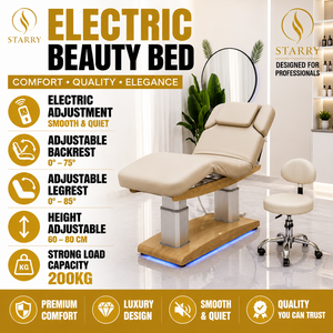 Table de massage électrique moderne pliable pour soins du visage avec dossier et repose-jambes réglables pour salon, spa, hôtel et atelier - Product Image 4