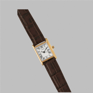 Montre-bracelet classique carrée GBHW or blanc marron, montre à quartz élégante, montre analogique décontractée pour affaires avec bracelet en cuir véritable - Product Image 2