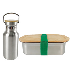 IKITCHEN stainless steel lunch box kids bamboo lid adjustable separator stainless steel bento box with water bottle