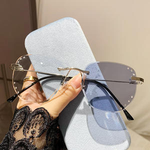 3316 luxe diamant garniture sens avancé sans cadre lumière chromatisme Anti-bleu lunettes myopes lunettes femme gris thé <span class=keywords><strong>verres</strong></span> - Product Image 6