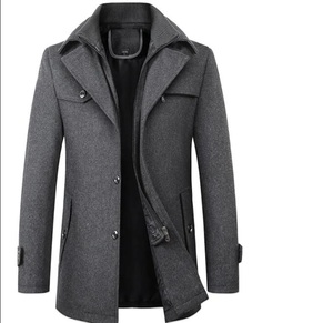 Mới Mùa Thu Mùa Đông Chất Lượng Cao Rắn Màu Sắc Người Đàn Ông Của Len Pha Trộn Áo Khoác Dài Giản Dị Đôi Cổ Áo Ấm Cho Nam Giới - Product Image 1
