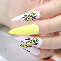 Ensemble de manucure longue forme stiletto violet avec boîte d'emballage pour faux ongles en ABS à presser, luxe