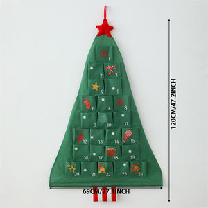 Tissu arbre de noël <span class=keywords><strong>vide</strong></span> remplissable calendrier de l'avent 24 jours compte à rebours avec <span class=keywords><strong>poche</strong></span> personnalisé Triangle calendrier créatif mur 2025 - Product Image 2