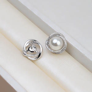 Wenchi S925 Silver <b>Fine</b> <b>Jewelry</b> <b>Set</b> Accessories DIY Pendant Earrings Ring Bird's Nest Large Pearl Empty Base Semi-Finished Model - Product Image 4
