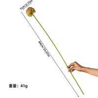 Oignons verts longs, feuilles de pissenlit, boules vertes duveteuses, tiges pliables, fleurs artificielles en peluche
