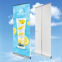 Support de bannière publicitaire portable enroulable en plastique 80x200 personnalisable, résistant au vent, facile à dérouler