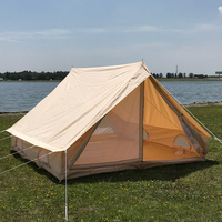 Tente cabane en toile de coton imperméable et anti-moisissure Glamping Luxury Folding Cotton Double doors Family House Tent for wild camping