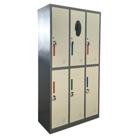 Armoire à serrure à clé en acier à 6 portes pour casier sportif de gymnastique des employés avec portes à fermeture automatique-Écologique