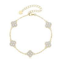 Bracelet Adodo Classic Fashion Jewelry en cuivre écologique plaqué or 14 carats, sans nickel, sans plomb, micro-pavé, 2,5 mm, moissanite VVS
