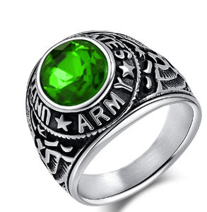 Bague Vintage en Acier Inoxydable avec Emblème National Américain, Fabriquée en Usine pour Hommes - Marine et Armée, Ornée d'un Aigle Chauve et d'une Pierre en Verre - Product Image 3