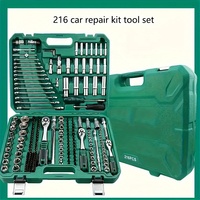 Ensemble d'outils de mécanicien professionnel GOF 216 pièces en acier au chrome-vanadium, clés à cliquet, tournevis durables, réparation automobile manuelle