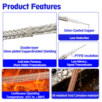 Câble coaxial RF à double gaine tressée de qualité industrielle pour extérieur, résistant à la chaleur, câble coaxial RG142 50 ohms