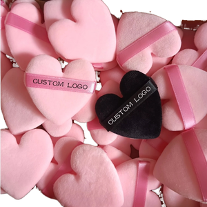 Vente en gros de houppette en forme de coeur de maquillage avec logo personnalisé houppette libre - Product Image 1