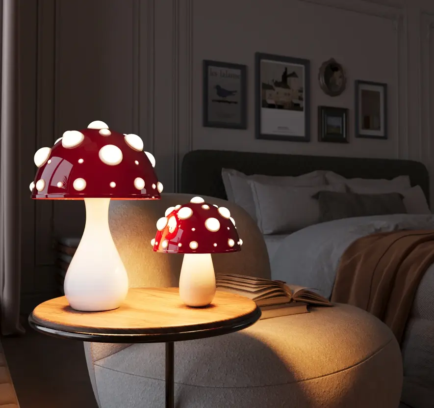 2023 nouvelles veilleuses décoratives de champignon d'ambiance de Noël de grand + petit ensemble pour le salon