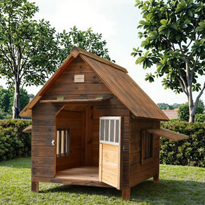 원목 친환경 강아지 집 버튼 잠금 방수 방열 소형견 사각형 클래식 스타일 모든 반려동물 집 - Product Image 1