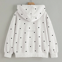 Sweat-shirt à capuche zippé surdimensionné personnalisé pour femme, motif pois, en polaire gris, imprimé graphique, veste décontractée OEM, grandes tailles