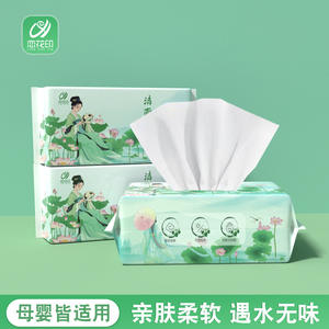 ผ้าเช็ดหน้าแบบใช้แล้วทิ้งลายดอกไม้ 20x20 ซม. 3 ชั้น ผ้าฝ้ายแท้ นุ่ม หนา เกรดซาลอน 80 แผ่น - Product Image 2