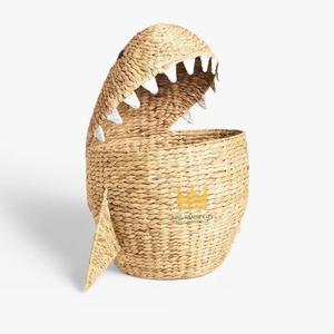 Cartoon Shark Shaped Handmade Storage <b>Basket</b> Water Hyacinth <b>Basket</b> for Nursery Decoration <b>Cheap</b> Price - Product Image 1
