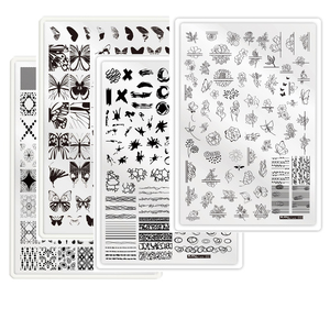 51 Styles XL Nail Stamping Plate soutenu avec des images à carreaux et des personnages <span class=keywords><strong>de</strong></span> dessins animés DIY Nail Tool - Product Image 1