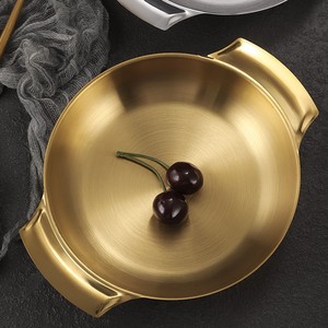 Stainless Steel Gold Double Ear <b>Pot</b> 24Cm <b>Induction</b> Compatible Portable Soup Stock <b>Pot</b> <b>For</b> Ramen Hot <b>Pot</b> Baking - Product Image 1