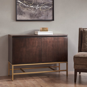 Modern Solid Wood <b>Lighted</b> Accent Cabinet for Bedroom Furniture - Product Image 1