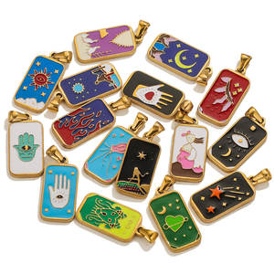 5 PCS Edelstahl vergoldete <span class=keywords><strong>Tarot</strong></span> karte Mond Anhänger für Kinder DIY Gold Halskette Ohrringe Schmuck Buntes Zubehör - Product Image 1