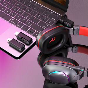 RGB ánh sáng 2 trong 1 Dongle 2.4G chơi game không dây tai nghe biểu tượng tùy chỉnh <span class=keywords><strong>Bluetooth</strong></span> HeadPhone với Mic - Product Image 4